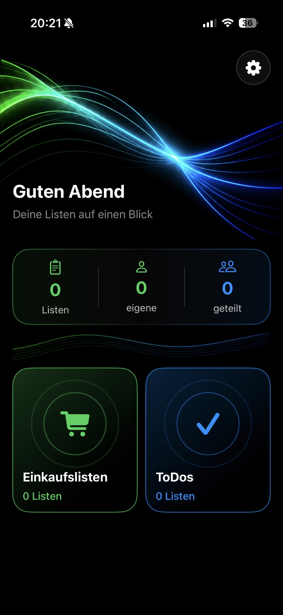 ClearList Übersicht mit Einkaufslisten und ToDos