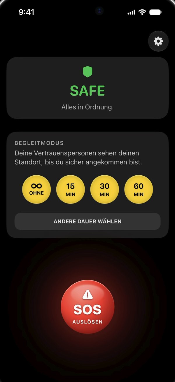 SAFE Startseite auf dem iPhone